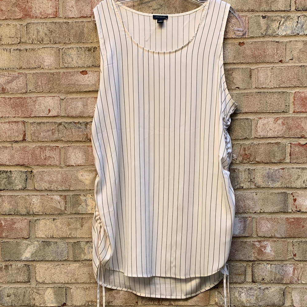 Ann Taylor Cream Pinstripe Tank Top